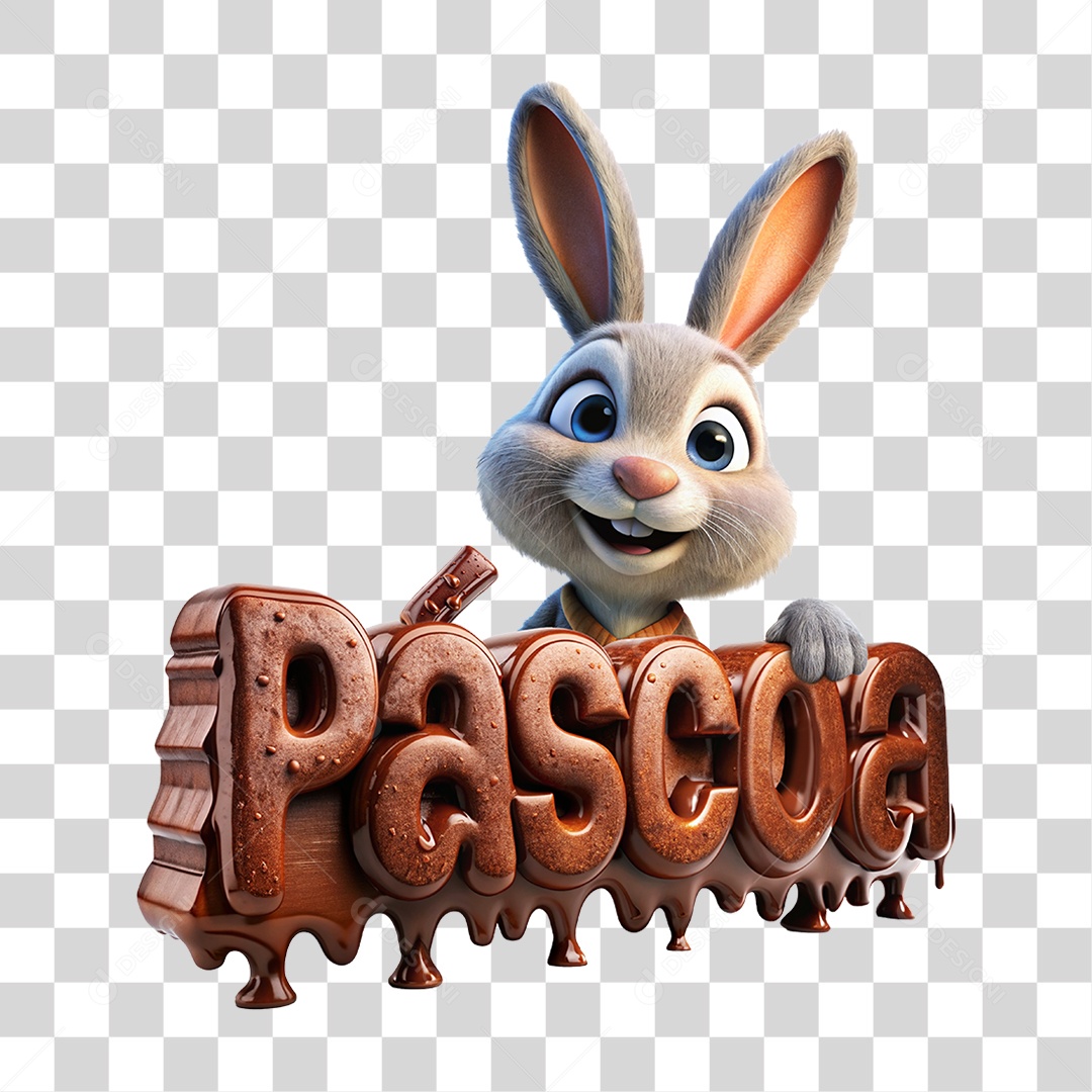 Selo 3D Coelho Páscoa PNG Transparente