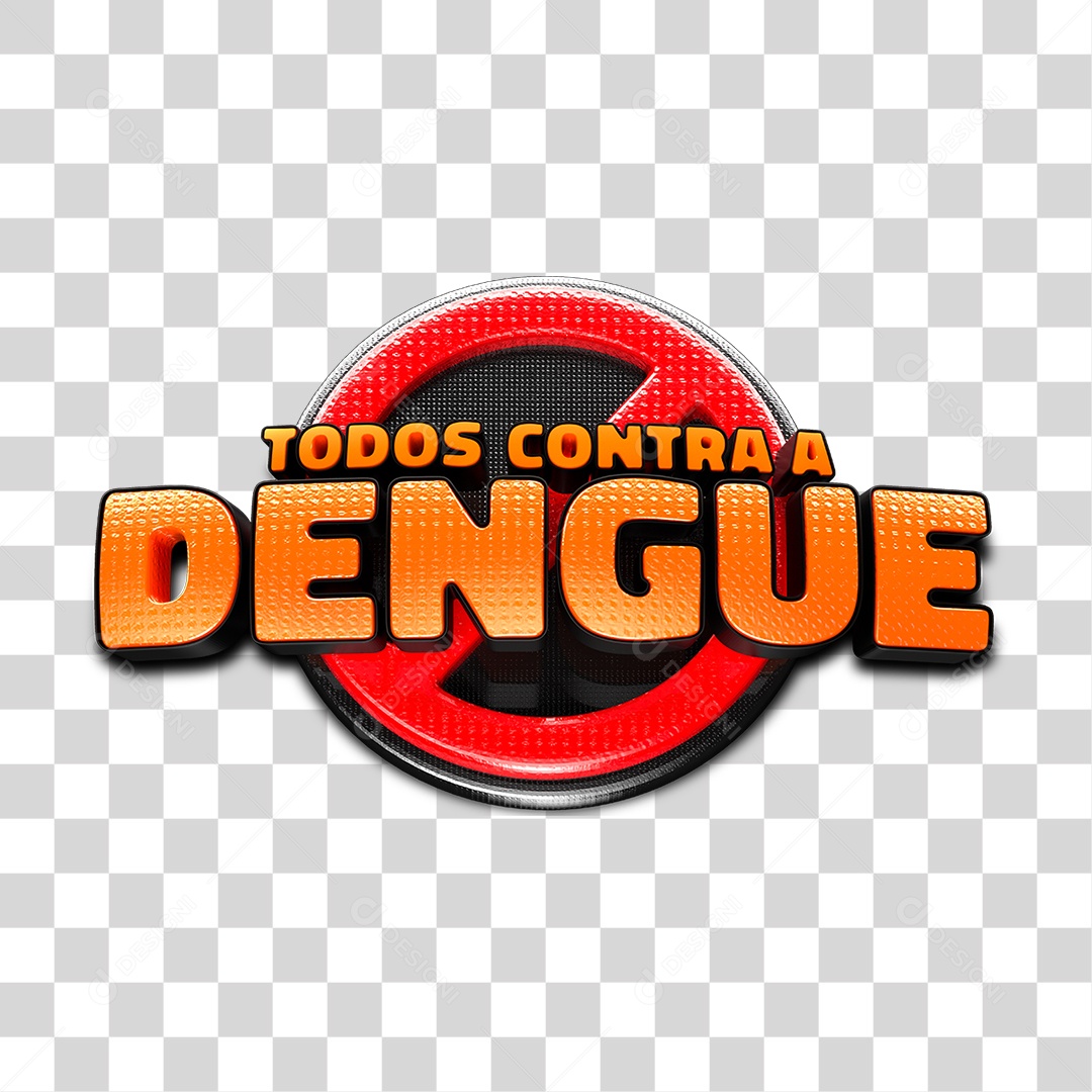 Selo 3D Todos Contra a Dengue PNG Transparente