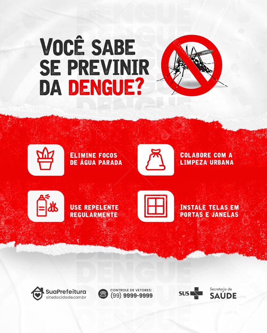 Você Sabe se Previnir da Dengue Social Media PSD Editável