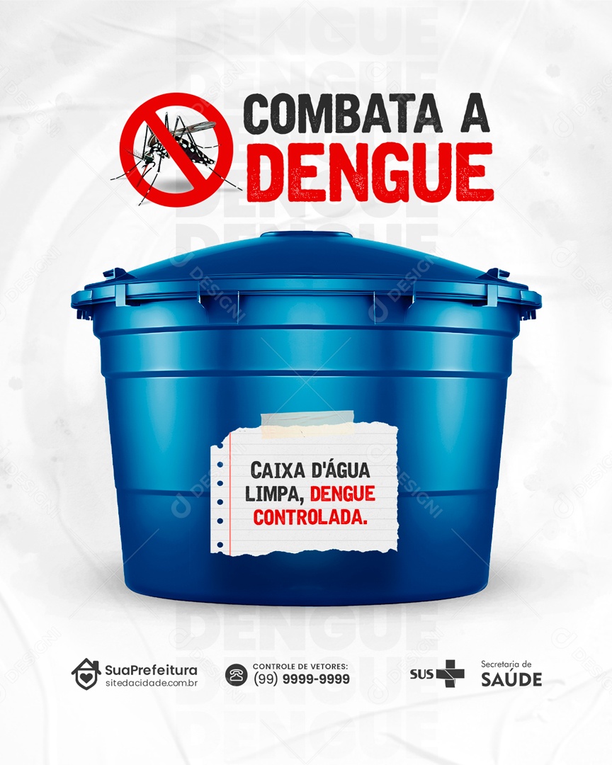 Combata a Dengue Caixa de Água Limpa Social Media PSD Editável