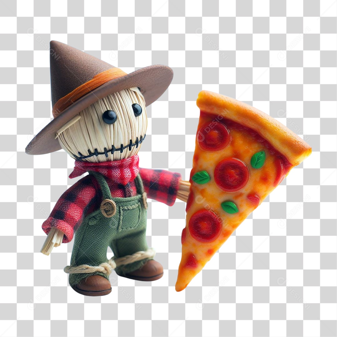 Espantalho com Pizza PNG Transparente