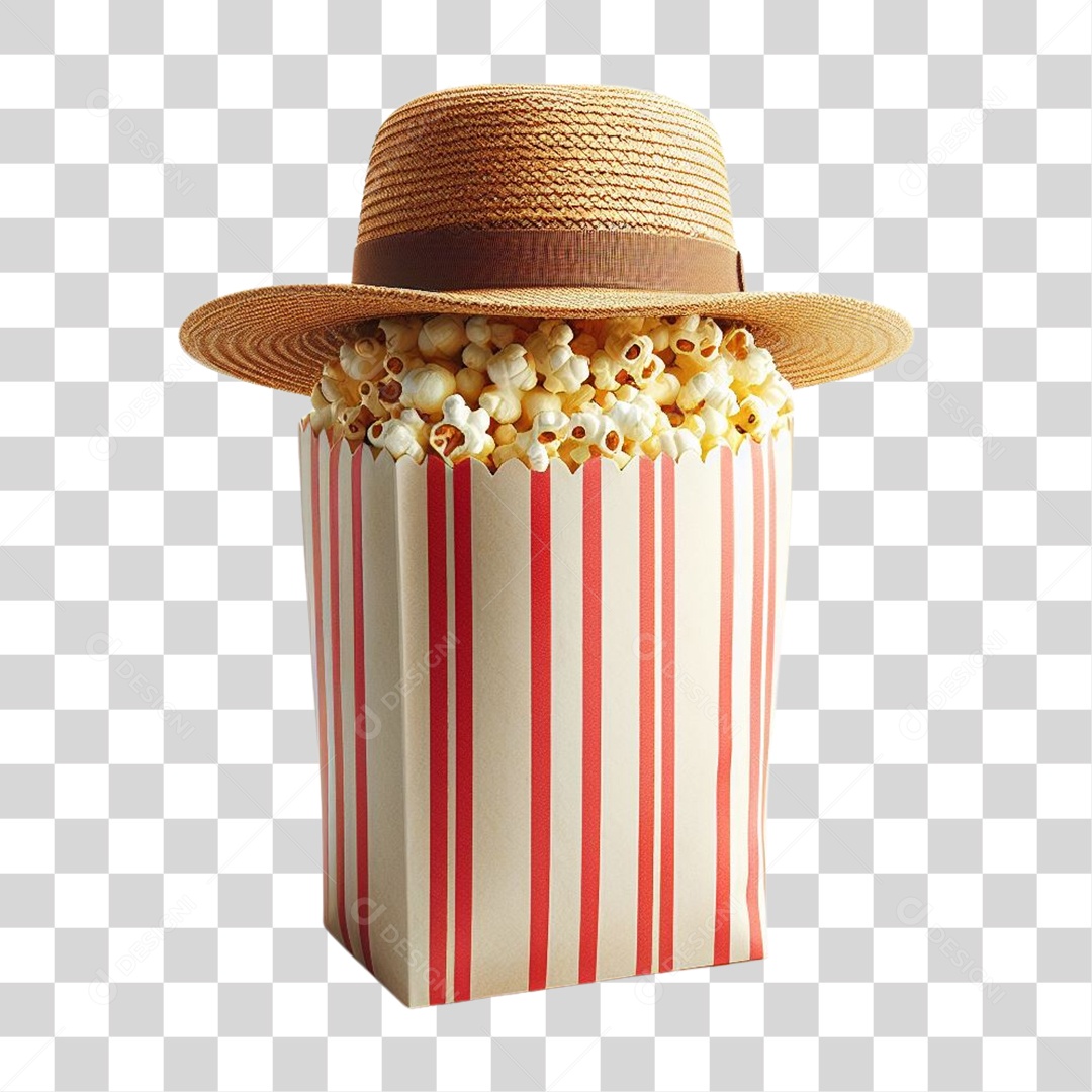 Saco de Pipoca com Chapéu PNG Transparente