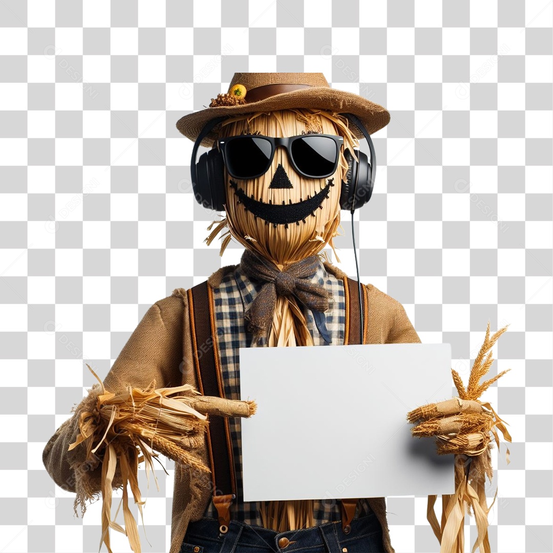 Espantalho com Folha em Branco PNG Transparente
