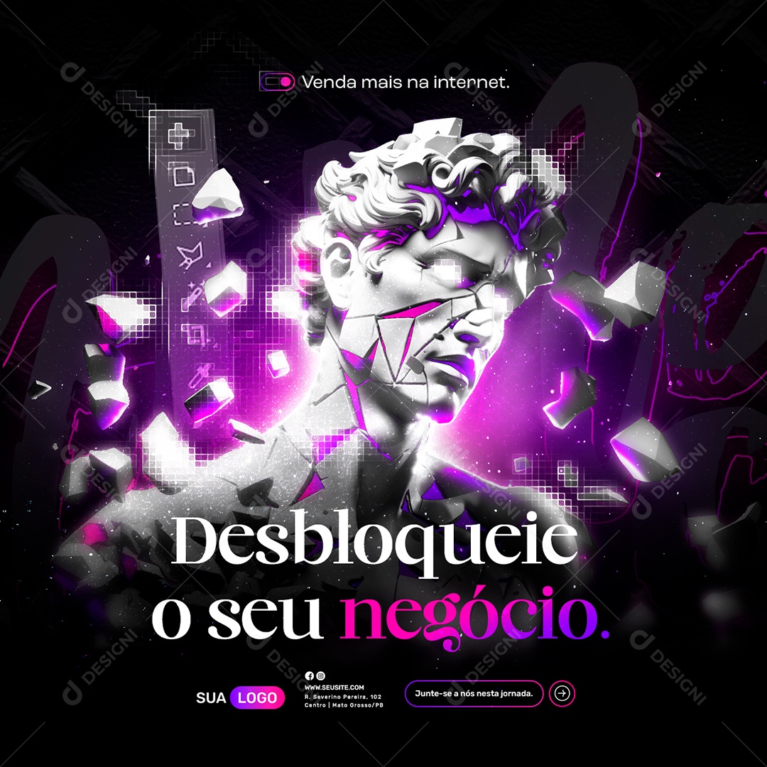 Marketing Digital Desbloqueie o seu negócio Social Media PSD Editável