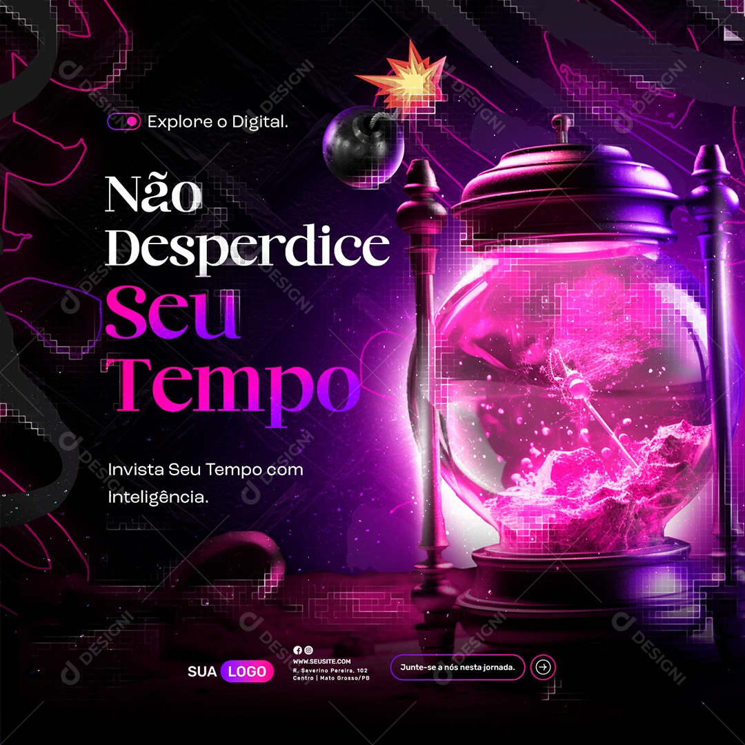 Marketing Digital Não Desperdice seu Tempo Social Media PSD Editável