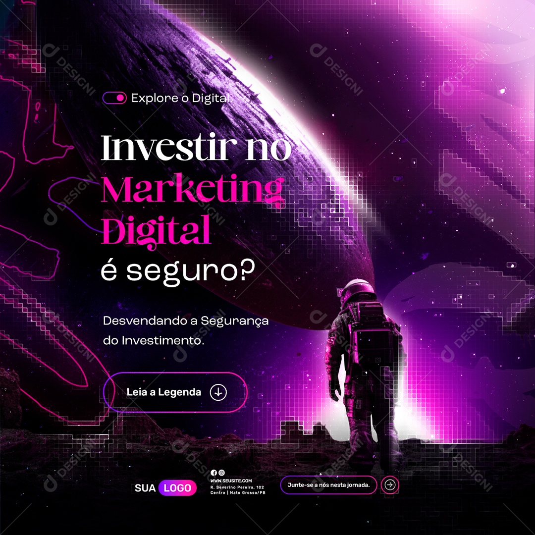 Investir no Marketing Digital é seguro Social Media PSD Editável