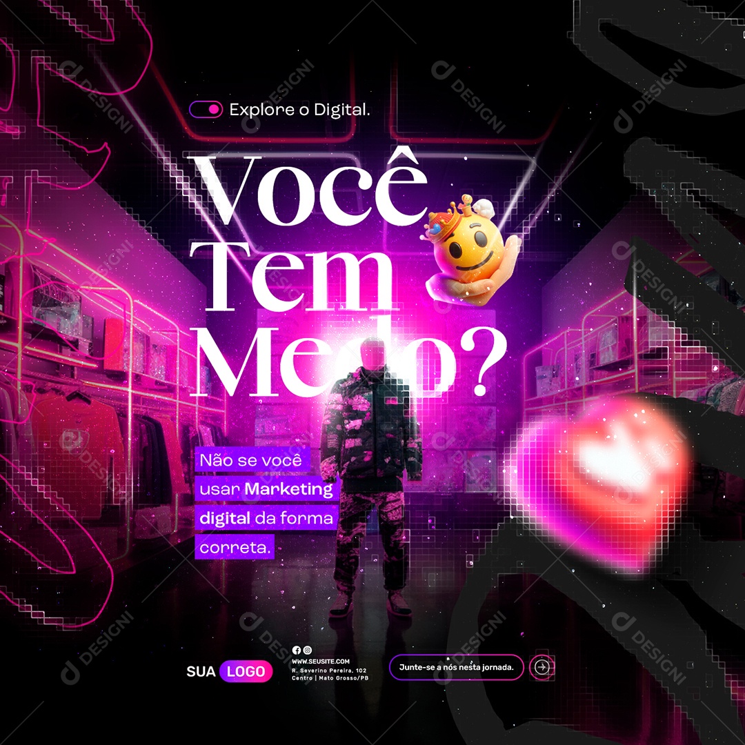 Marketing Digital Explore o Digital Você tem Medo Social Media PSD Editável
