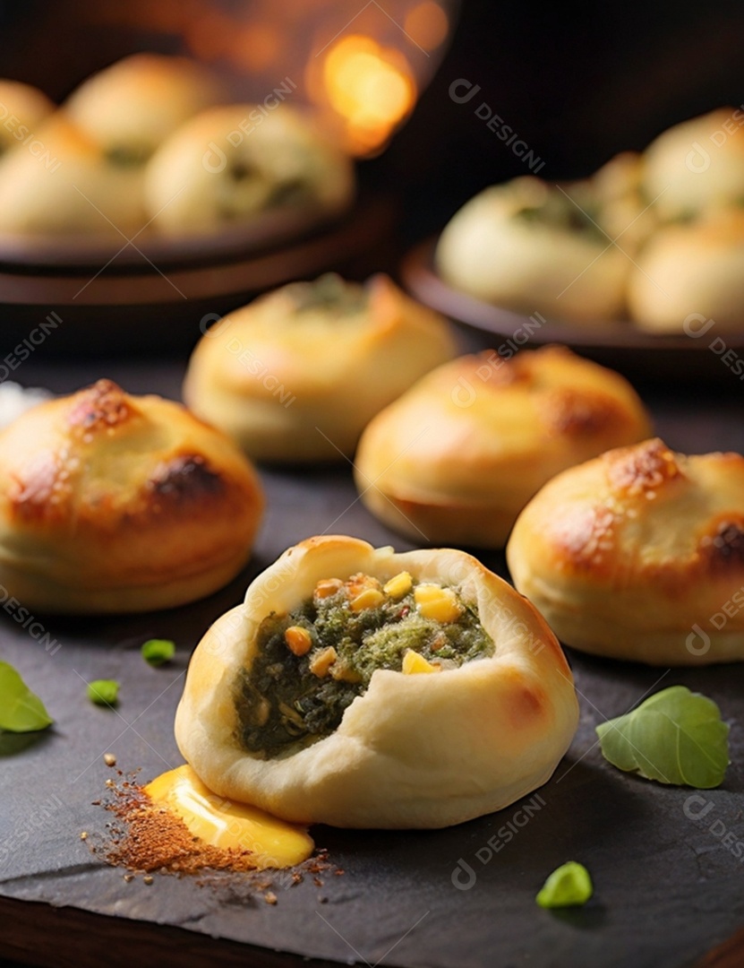 Bolinho recheado com espinafre