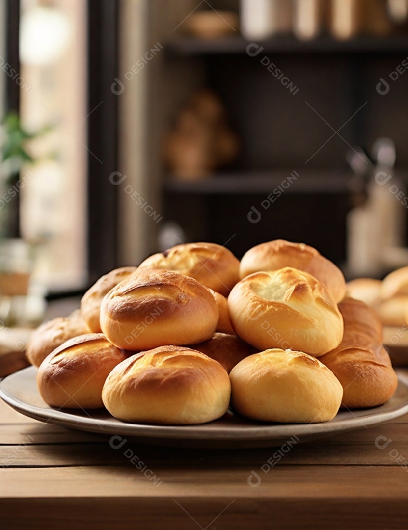 Pães assados sobre um prato