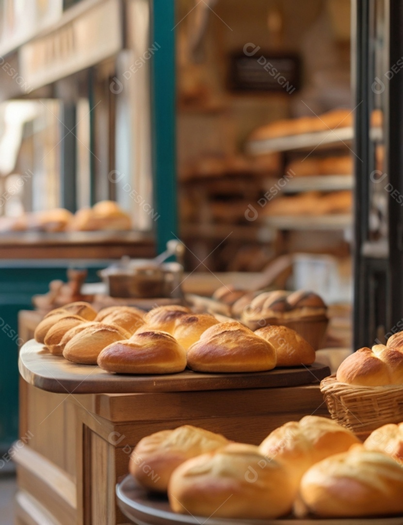 Pães tradicionais na frente de padaria deliciosos