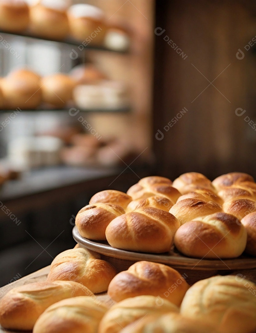 Pães fresco na forma em padaria