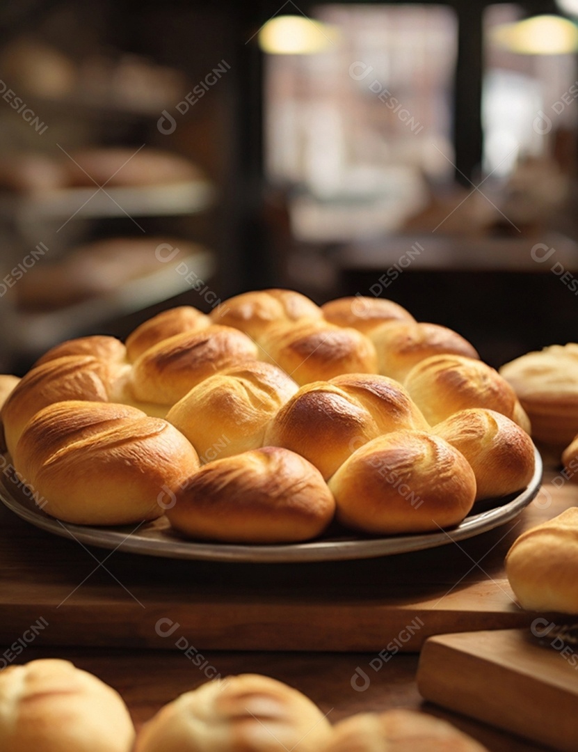Pães assados na forma