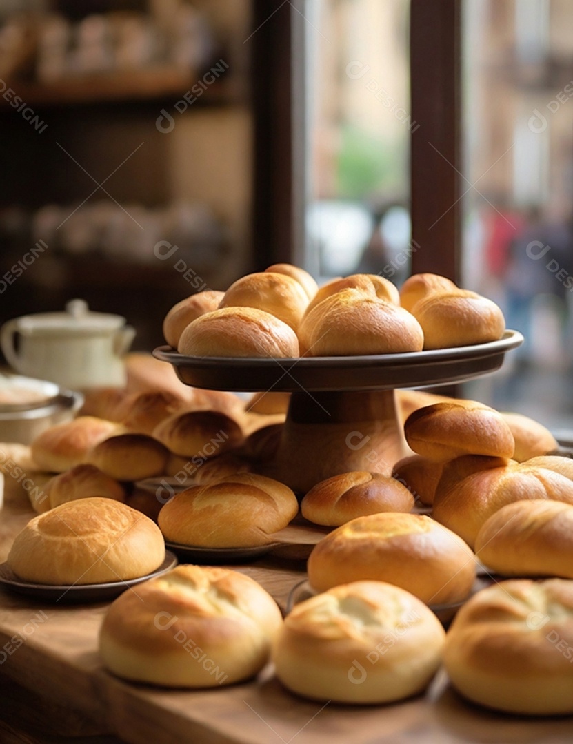 Pães quentinho em padaria