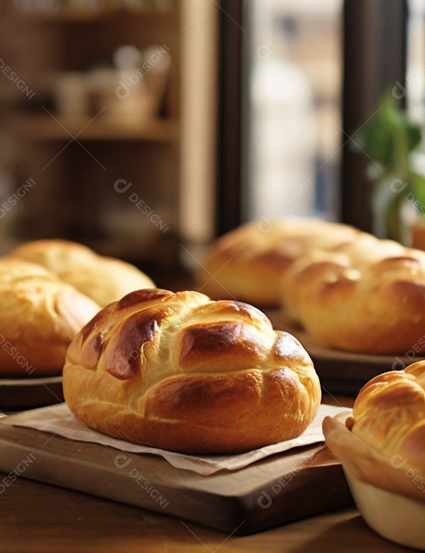 Pão trançado assado delicioso