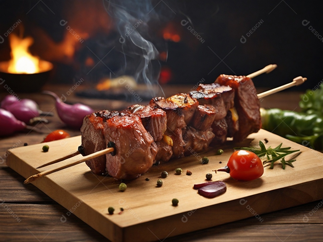 Churrasco com verduras