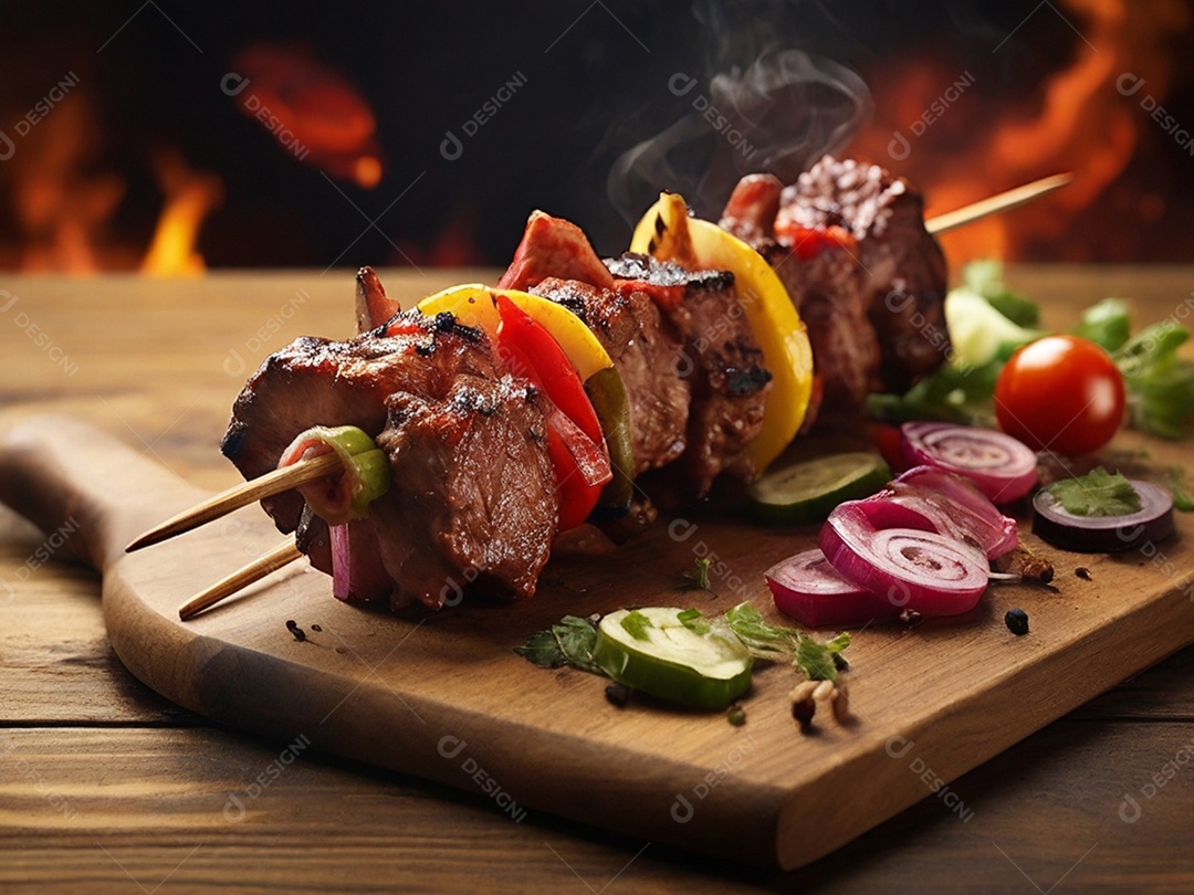 Churrasco com verduras