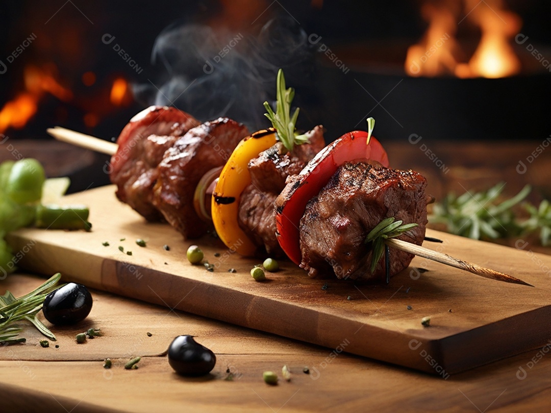 Espeto de carne assado