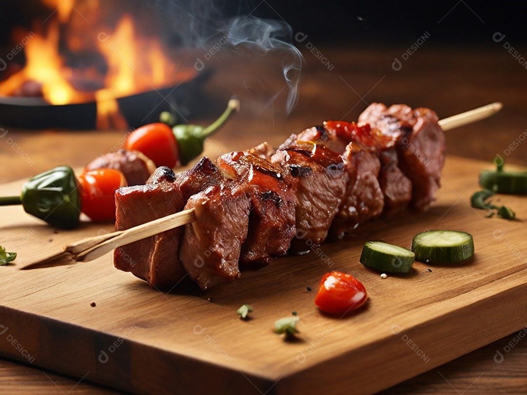 Espeto de carne assado