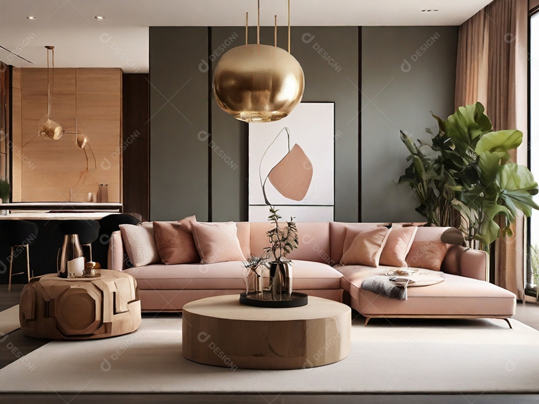 Sala de estar rosa bebê