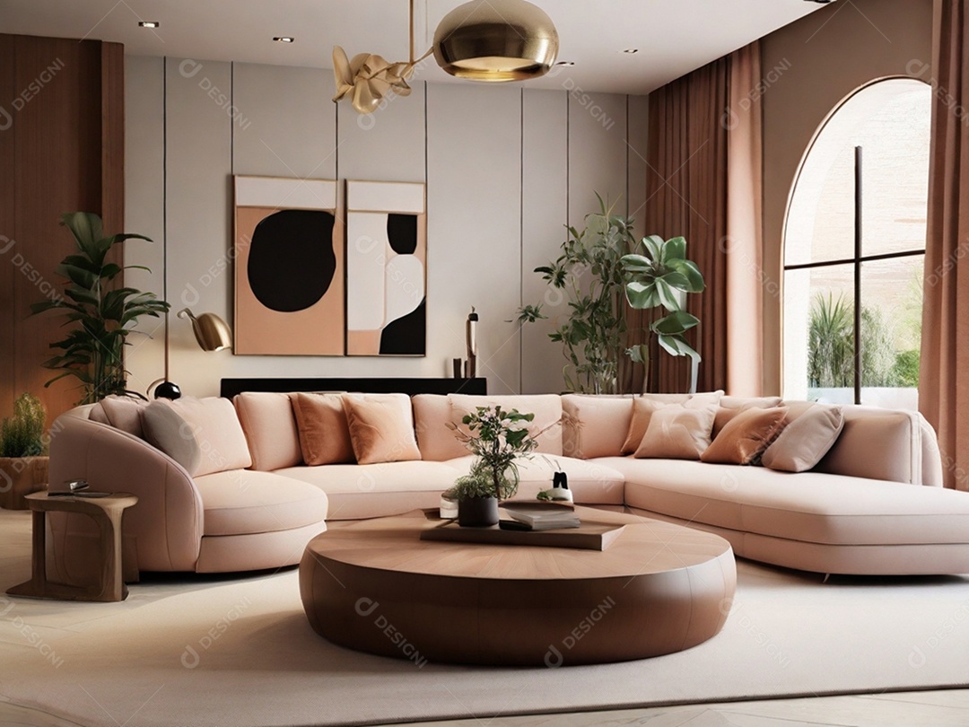 Sala de estar aconchegante rosinha