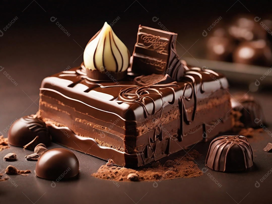 Fatia de chocolate com brigadeiro