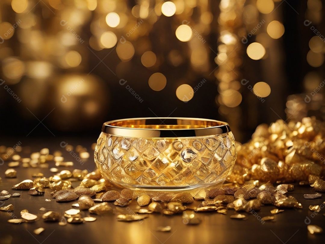 Pote de vidro detalhados dourando