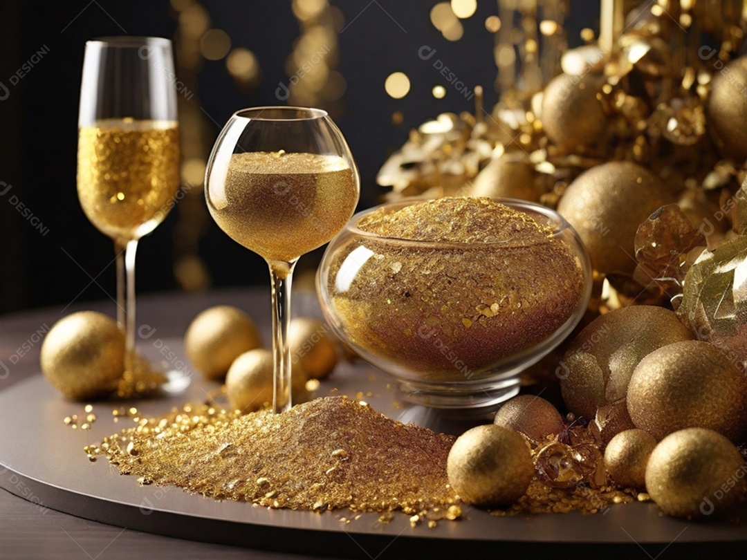 Decoração para festa dourados