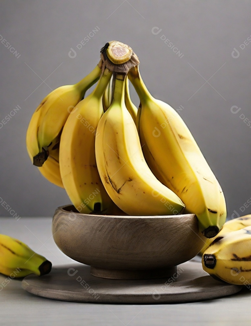 Cacho de banana sobre tigela
