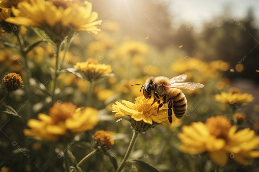 Abelhinha coletando nectar de flores