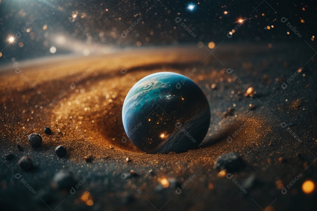 Um planeta no meio do espaço