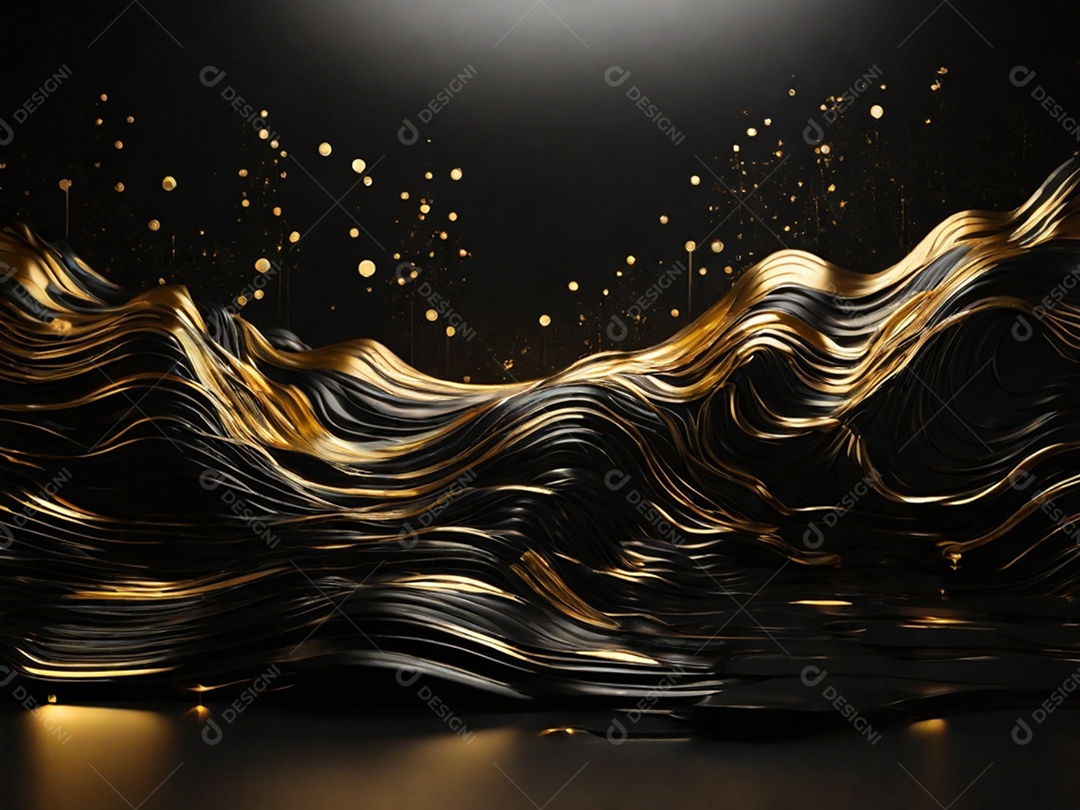 Fundo abstrato preto com dourado