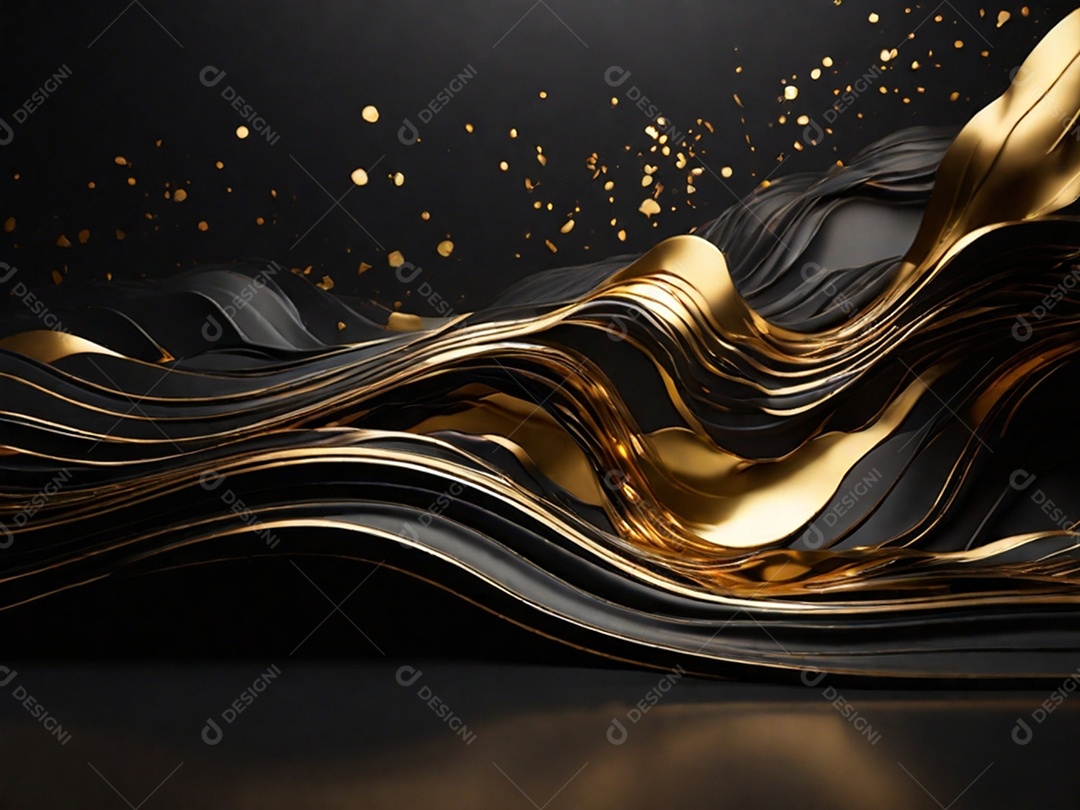 Textura de onda preta e dourada