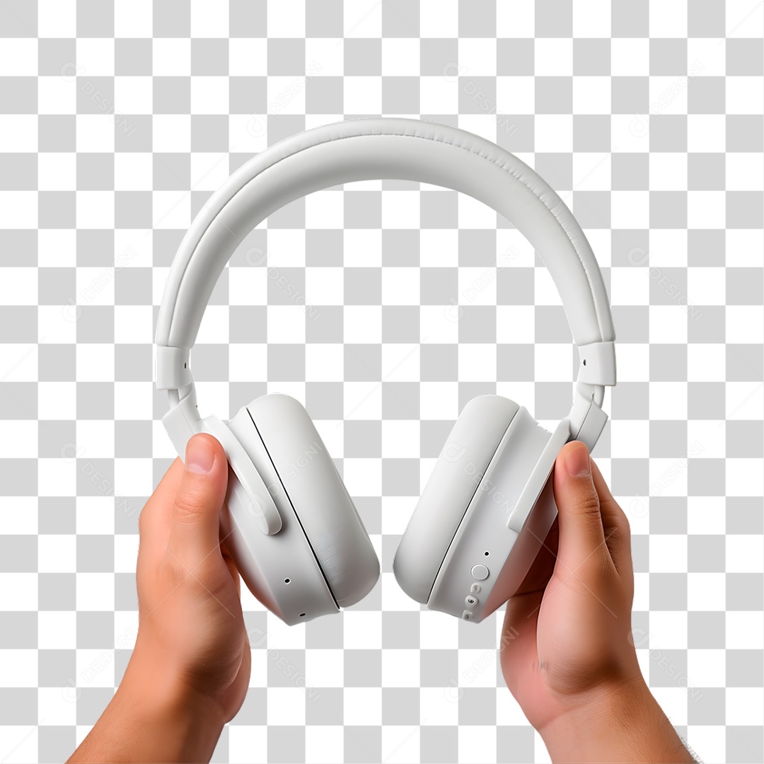 Mãos Segurando Fone de Ouvido PNG Transparente