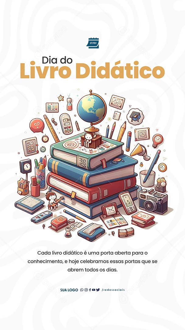 Story Dia do Livro Didático livro é uma porta aberta para o conhecimento Social Media PSD Editável