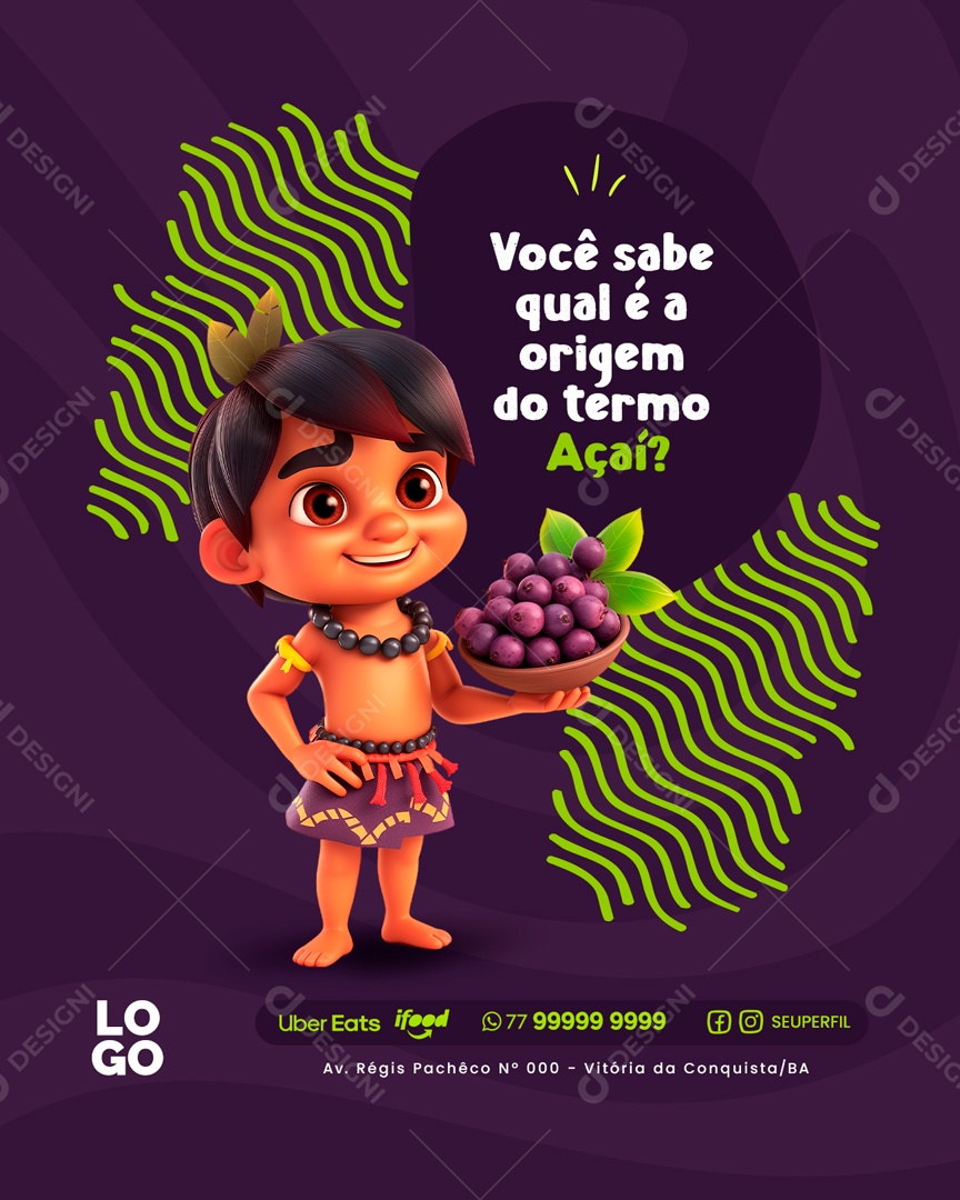 Você Sabe a qual é a Origem do Termo Açaí Social Media PSD Editável