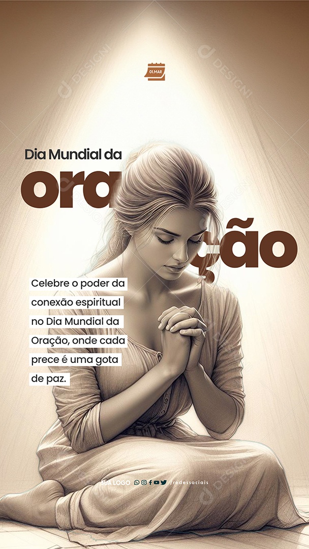 Story Dia Mundial da Oração 01 de Março Celebre o poder da conexão espiritual Social Media PSD Editável