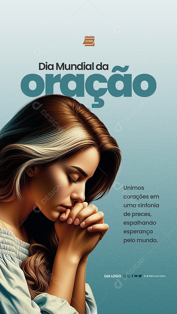 Story Dia Mundial da Oração 01 de Março Unimos corações Social Media PSD Editável