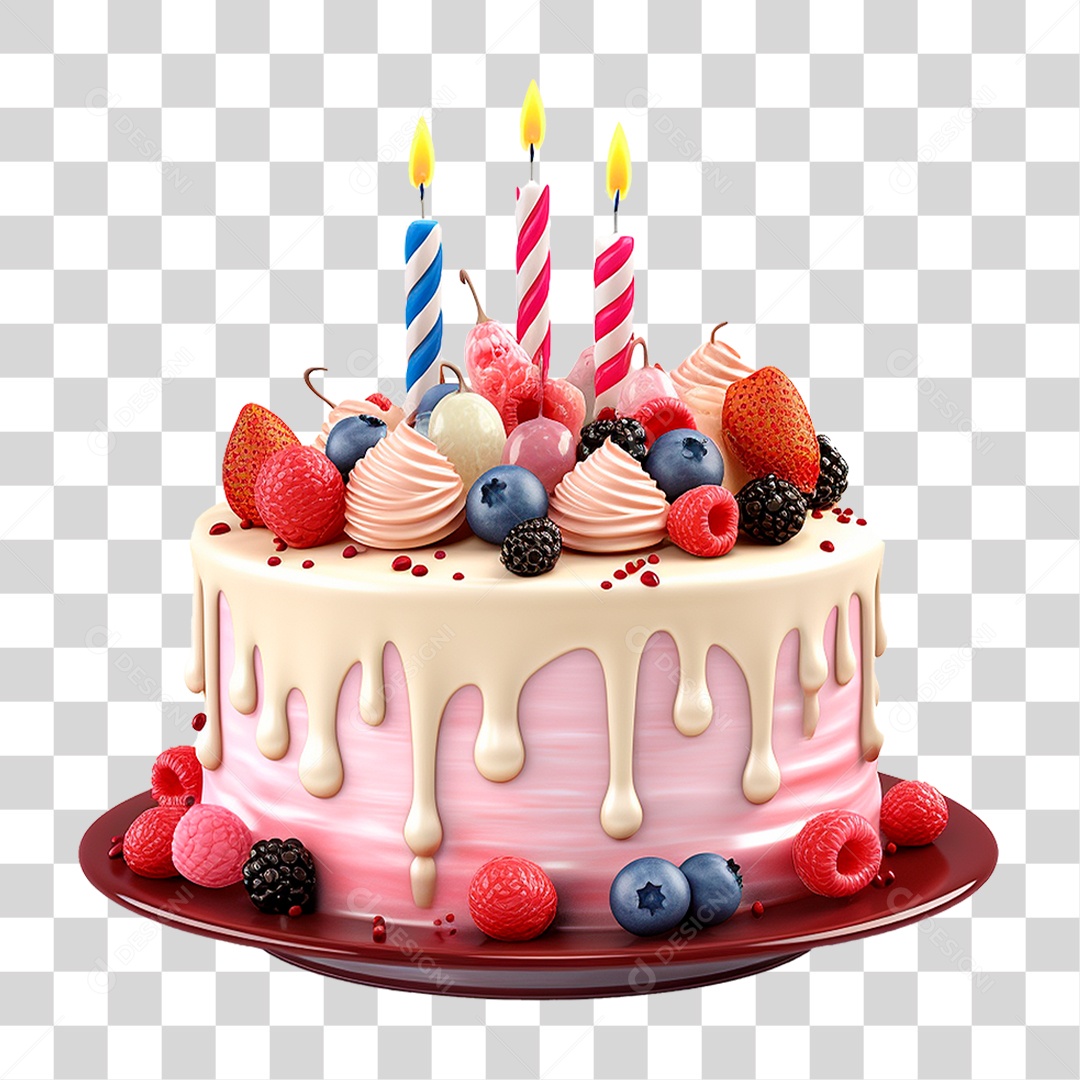 Bolo de Aniversário PNG Transparente