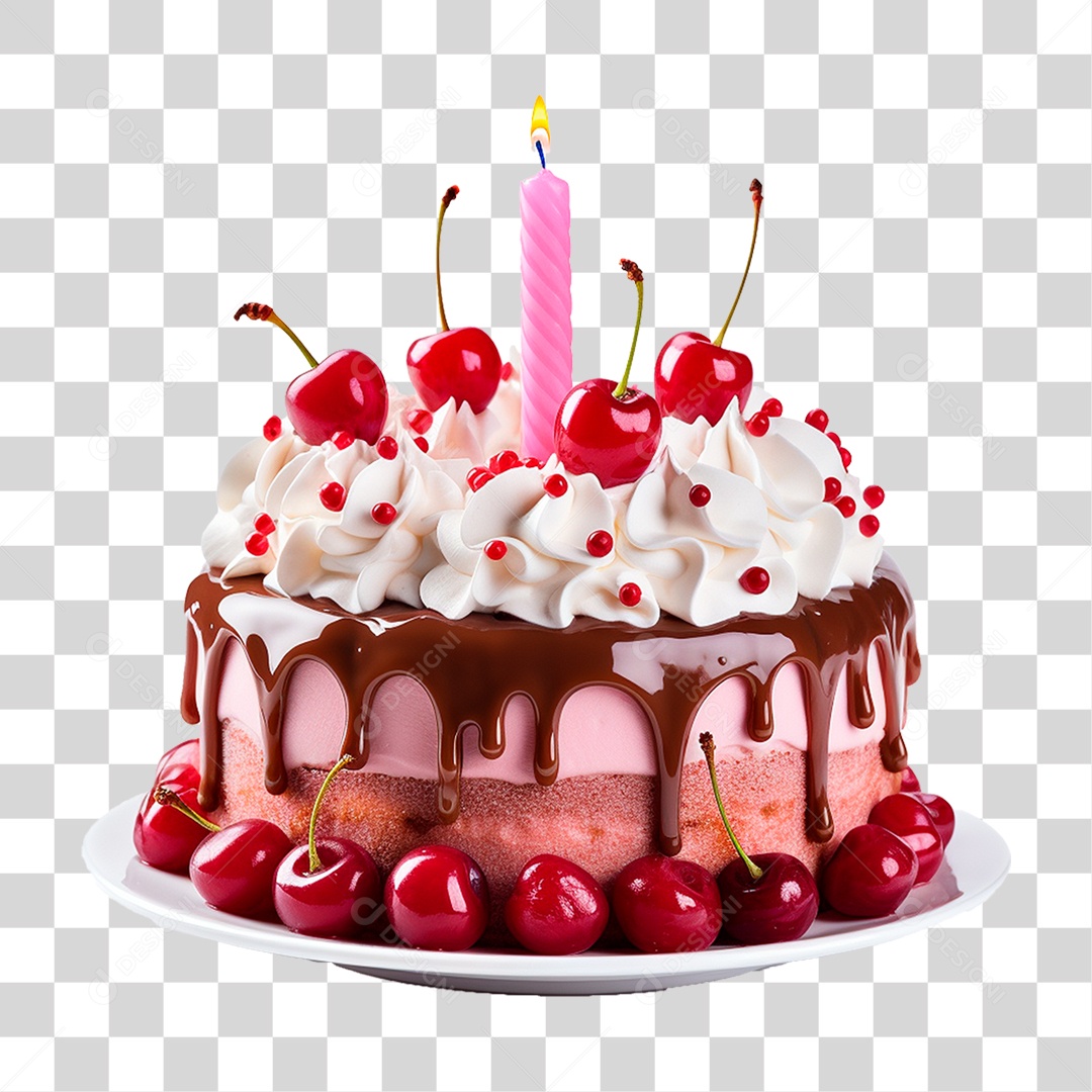 Bolo de Aniversário PNG Transparente
