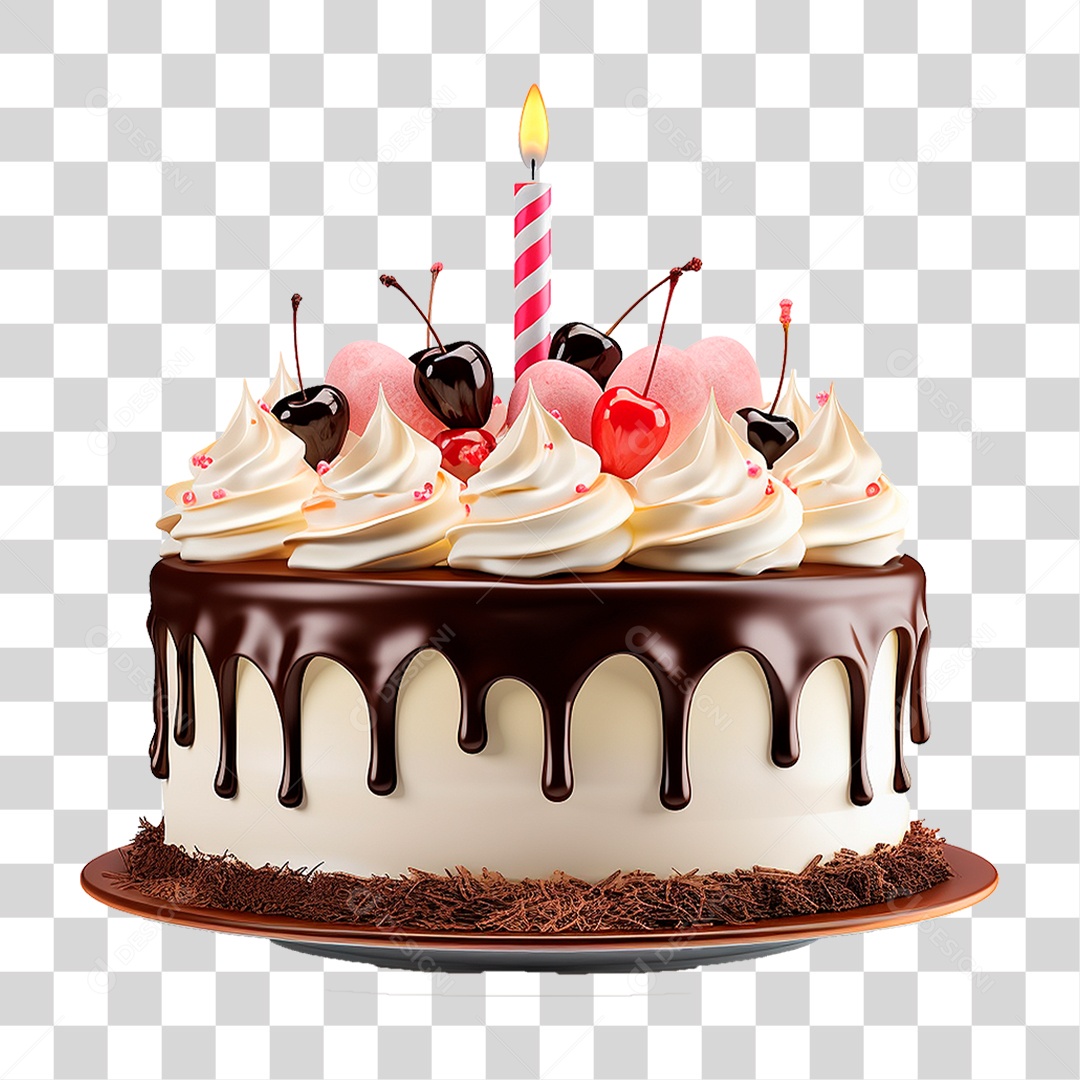 Bolo de Aniversário PNG Transparente