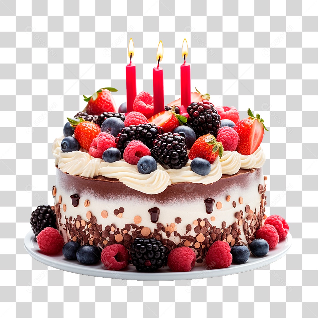 Bolo de Aniversário PNG Transparente
