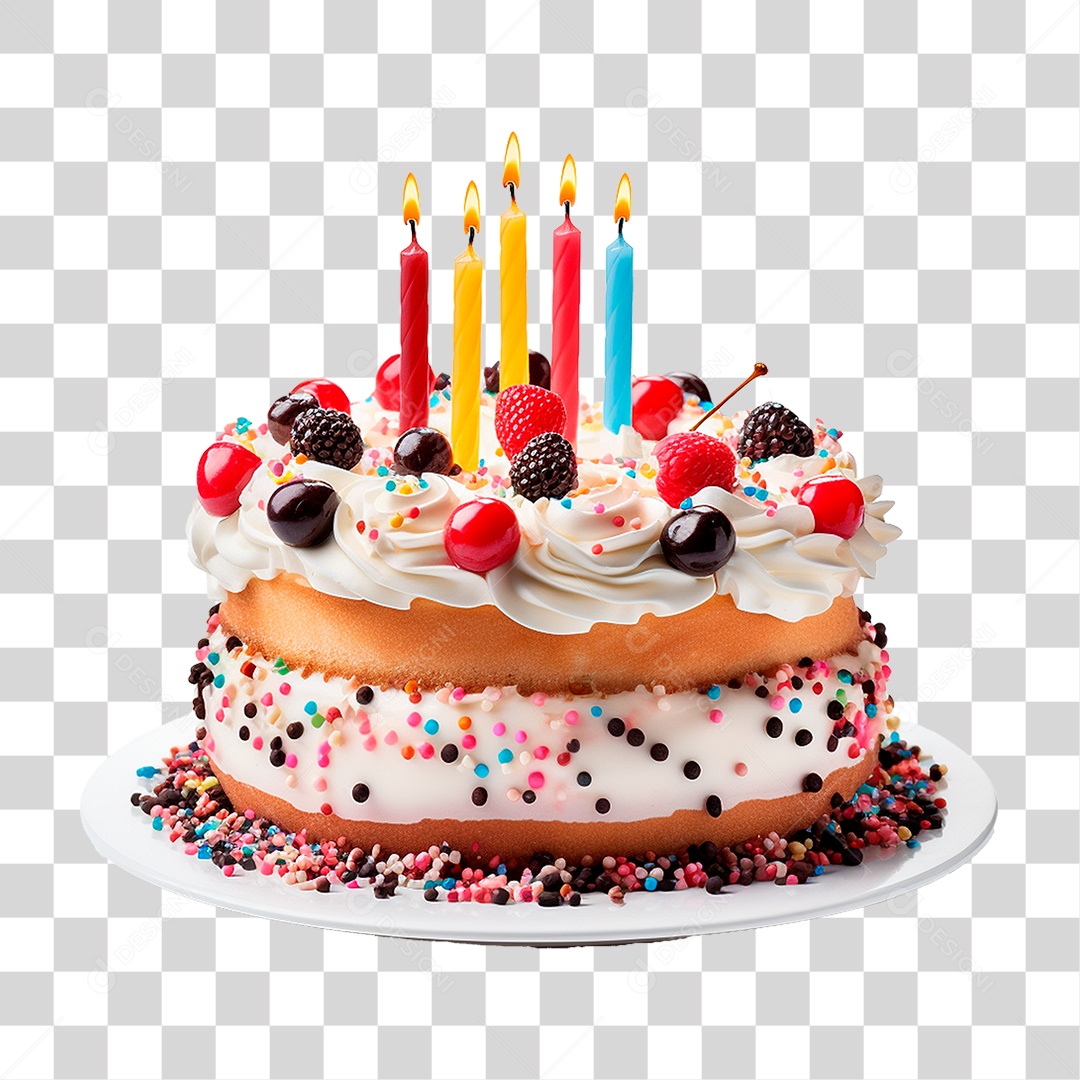 Bolo de Aniversário PNG Transparente