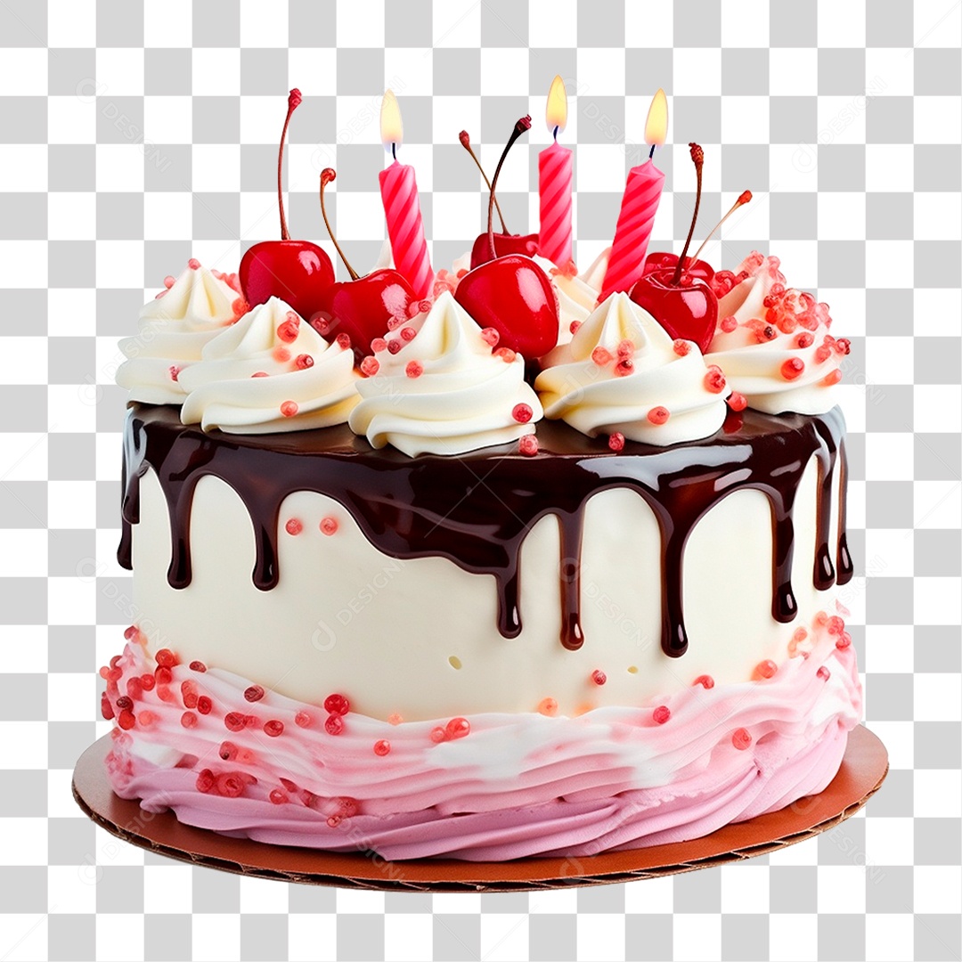 Bolo de Aniversário PNG Transparente