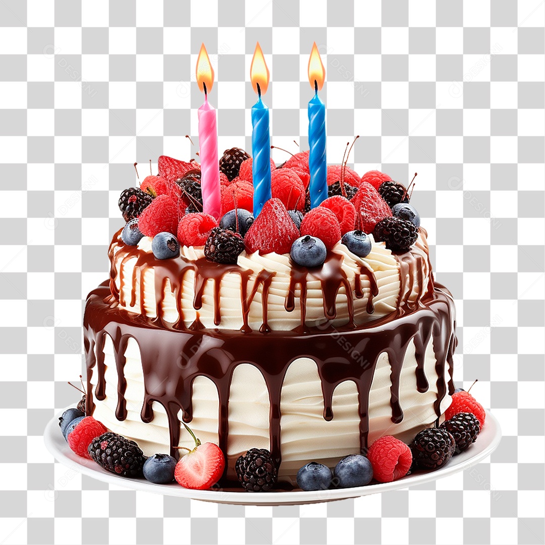 Bolo de Aniversário PNG Transparente