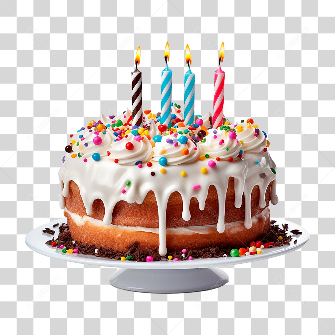 Bolo de Aniversário PNG Transparente