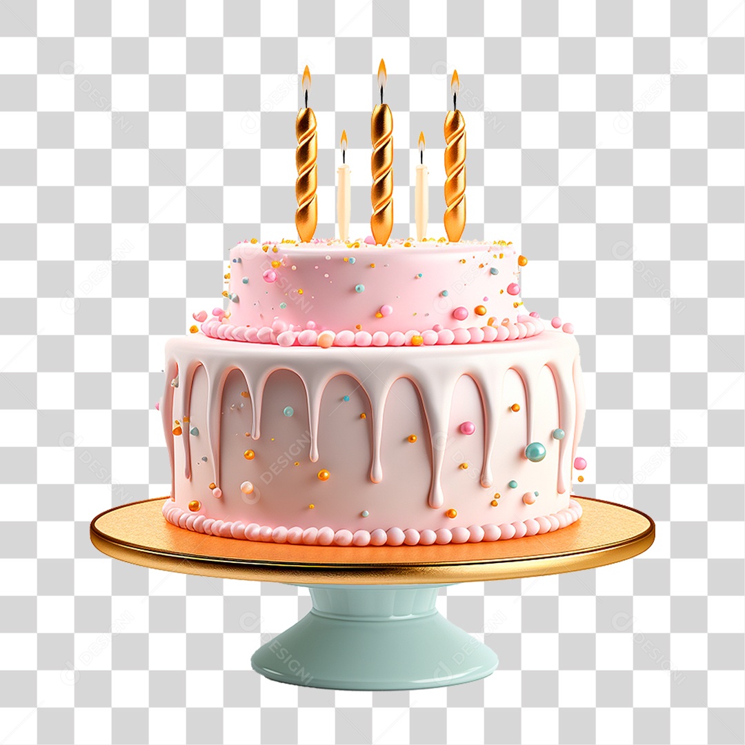 Bolo de Aniversário PNG Transparente