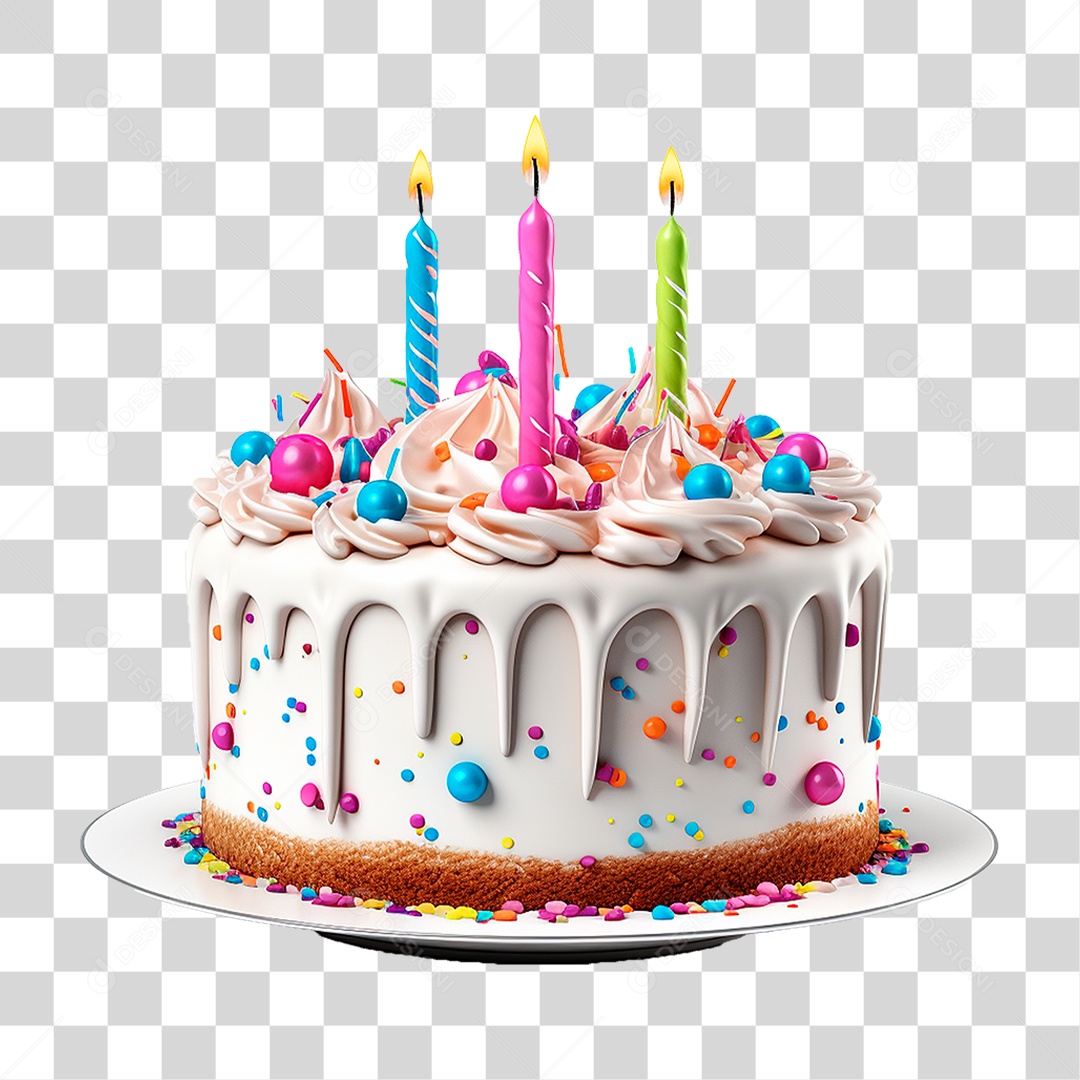 Bolo de Aniversário PNG Transparente