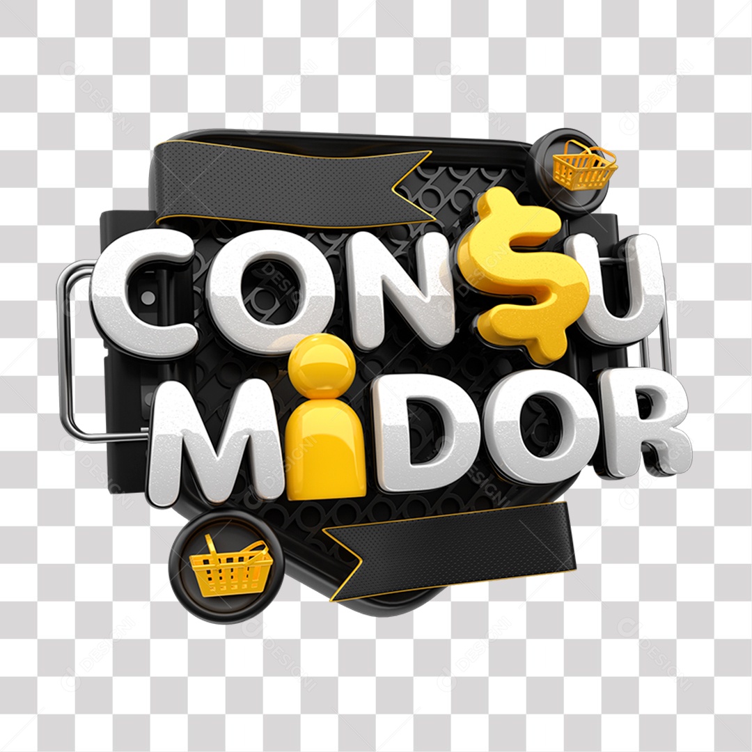 Selo 3D Consumidor lado para Composição PNG Transparente