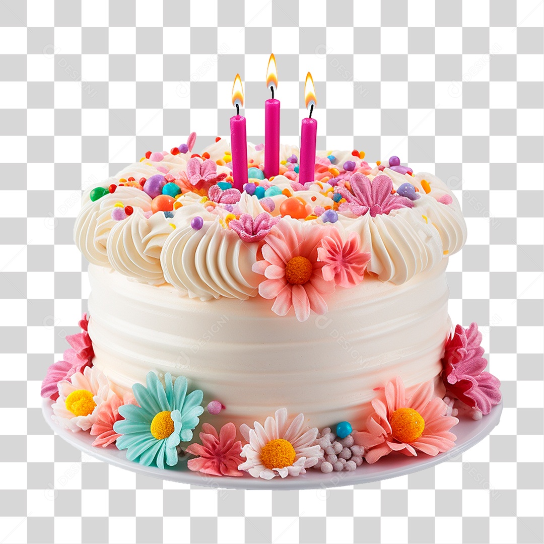 Bolo de Aniversário PNG Transparente