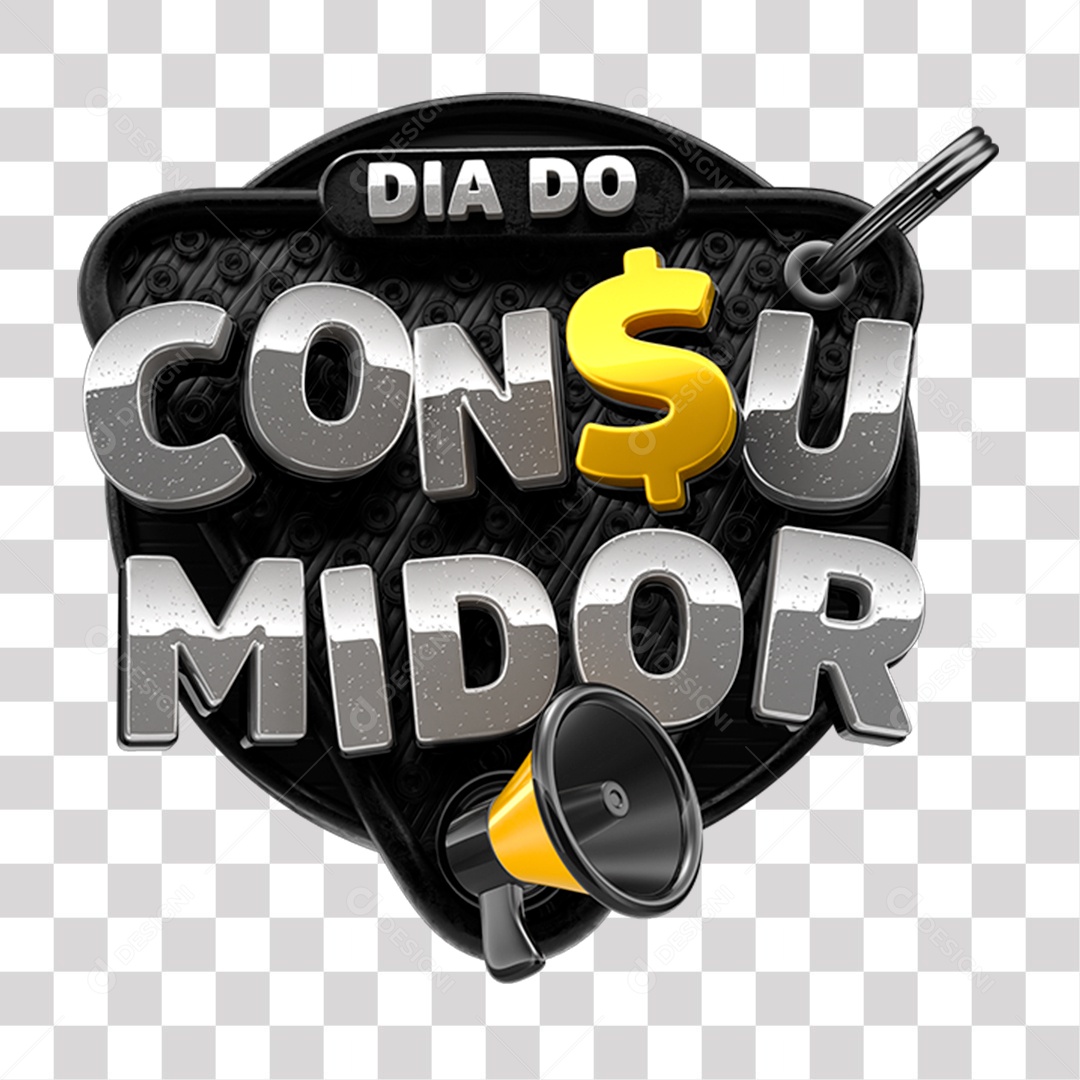 Dia do Consumidor Selo 3D para Composição PNG Transparente